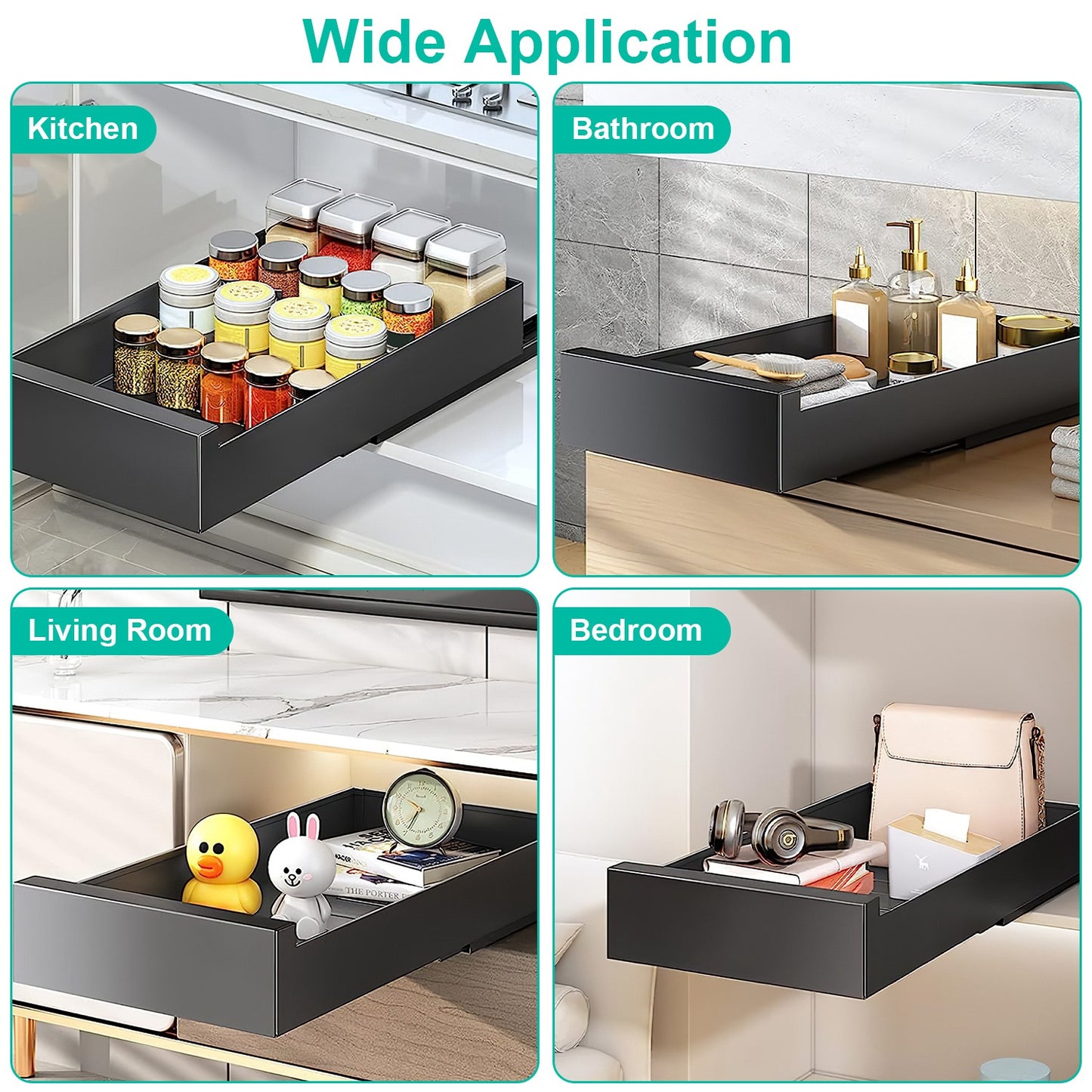 Cabinet Organizer Carbon Steel Slide Out Drawer Storage