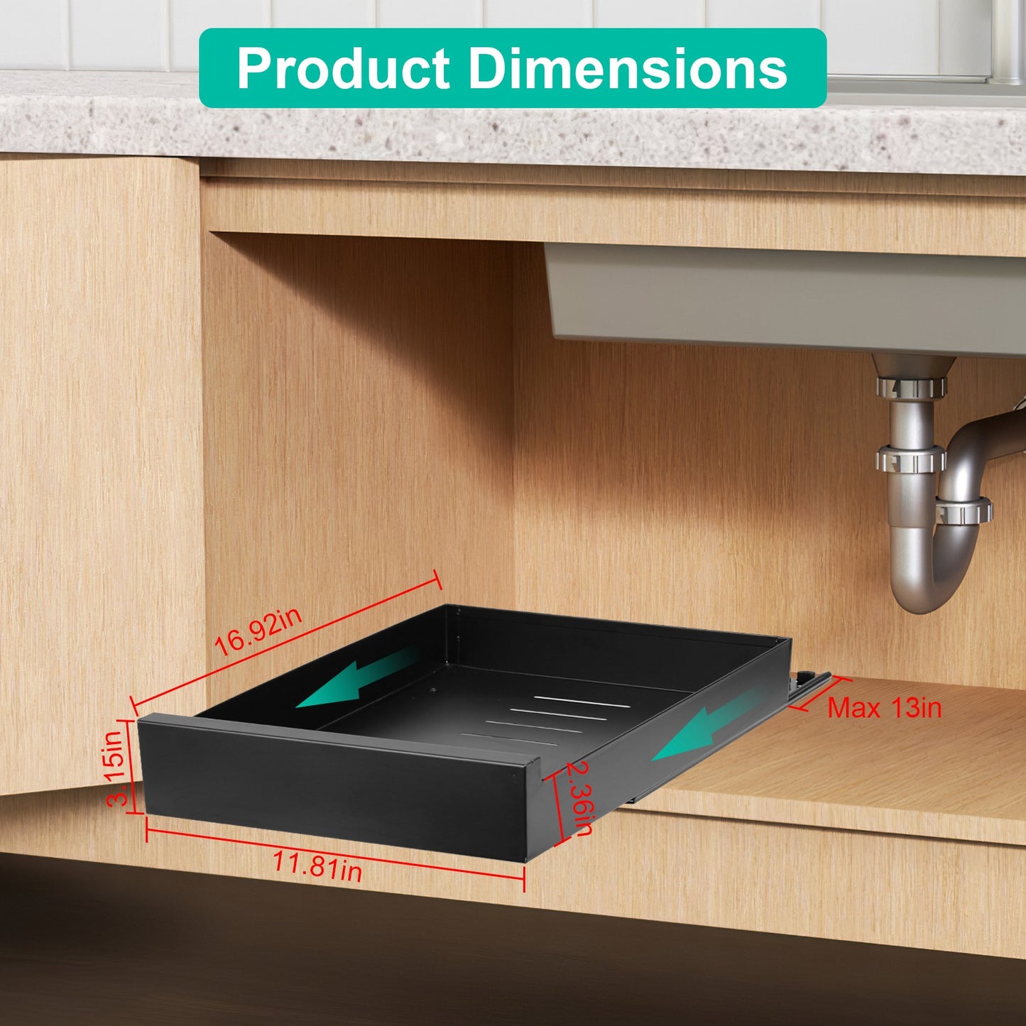Cabinet Organizer Carbon Steel Slide Out Drawer Storage